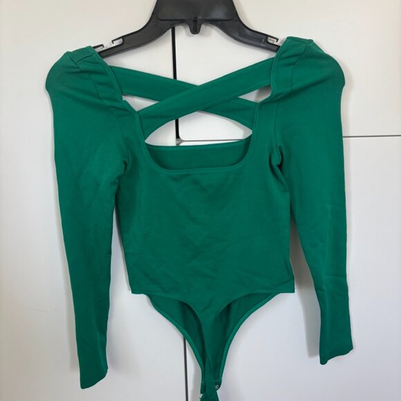Green Anthropologie Cross Back Bodysuit Size XXS/XS - Picture 5 of 5